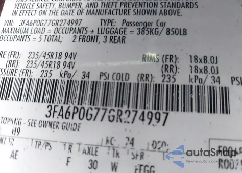 2016 Ford Fusion S z USA, uszkodzony, nr VIN 3FA6P0G77GR274997